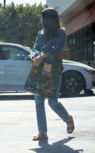 Alison Brie in a Denim Suit