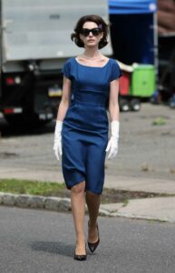 Anne Hathaway in a Blue Dress