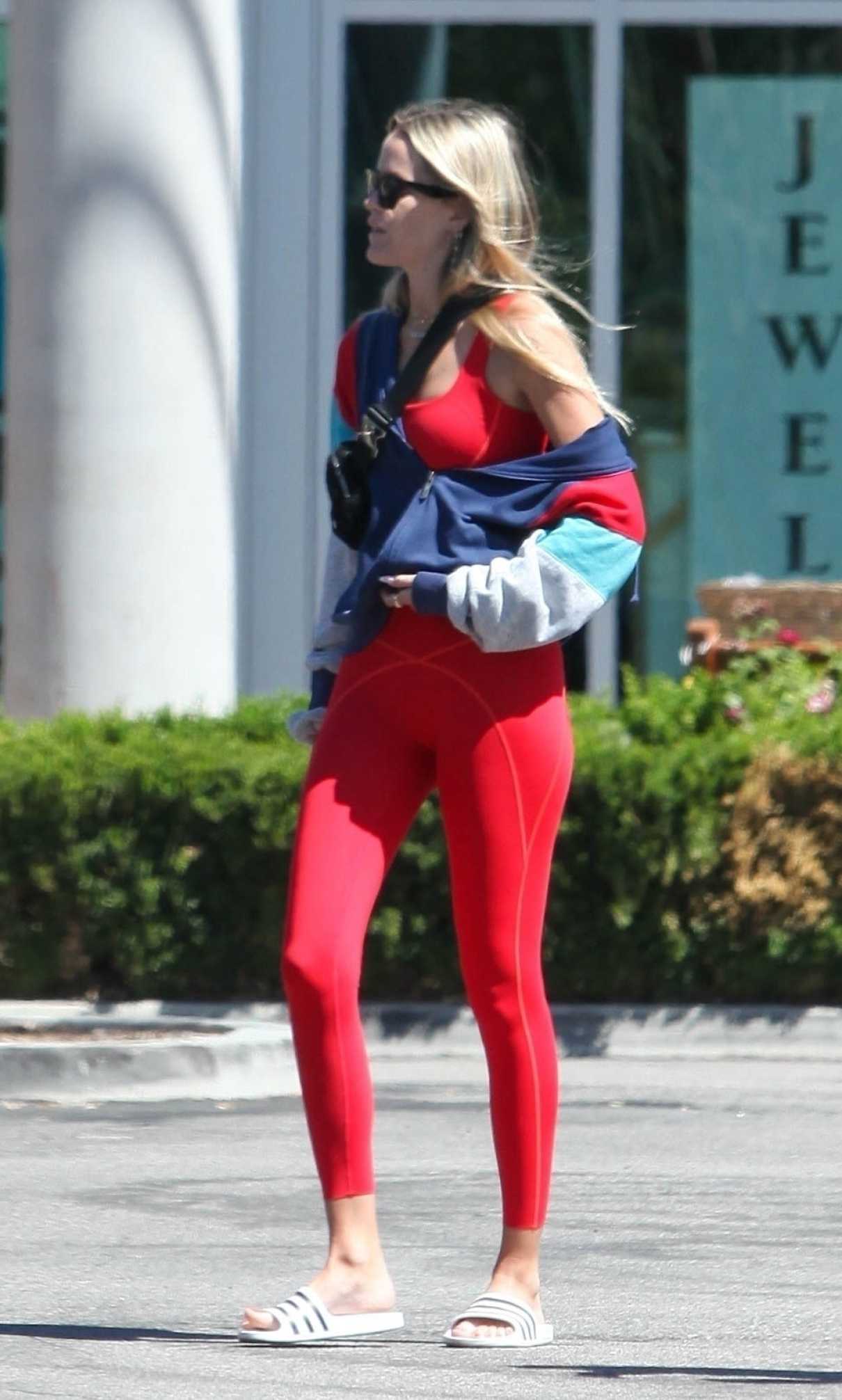 Ava Phillippe in a Red Leggings