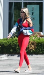 Ava Phillippe in a Red Leggings