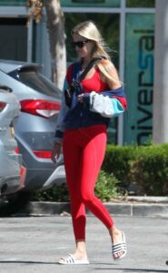 Ava Phillippe in a Red Leggings