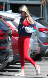 Ava Phillippe in a Red Leggings