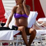 Camila Coelho in a Purple Bikini on the Beach in Miami 06/17/2022