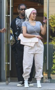 Cardi B in a Beige Sweatpants