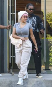 Cardi B in a Beige Sweatpants