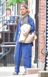 Claire Danes in a Blue Denim Jumpsuit