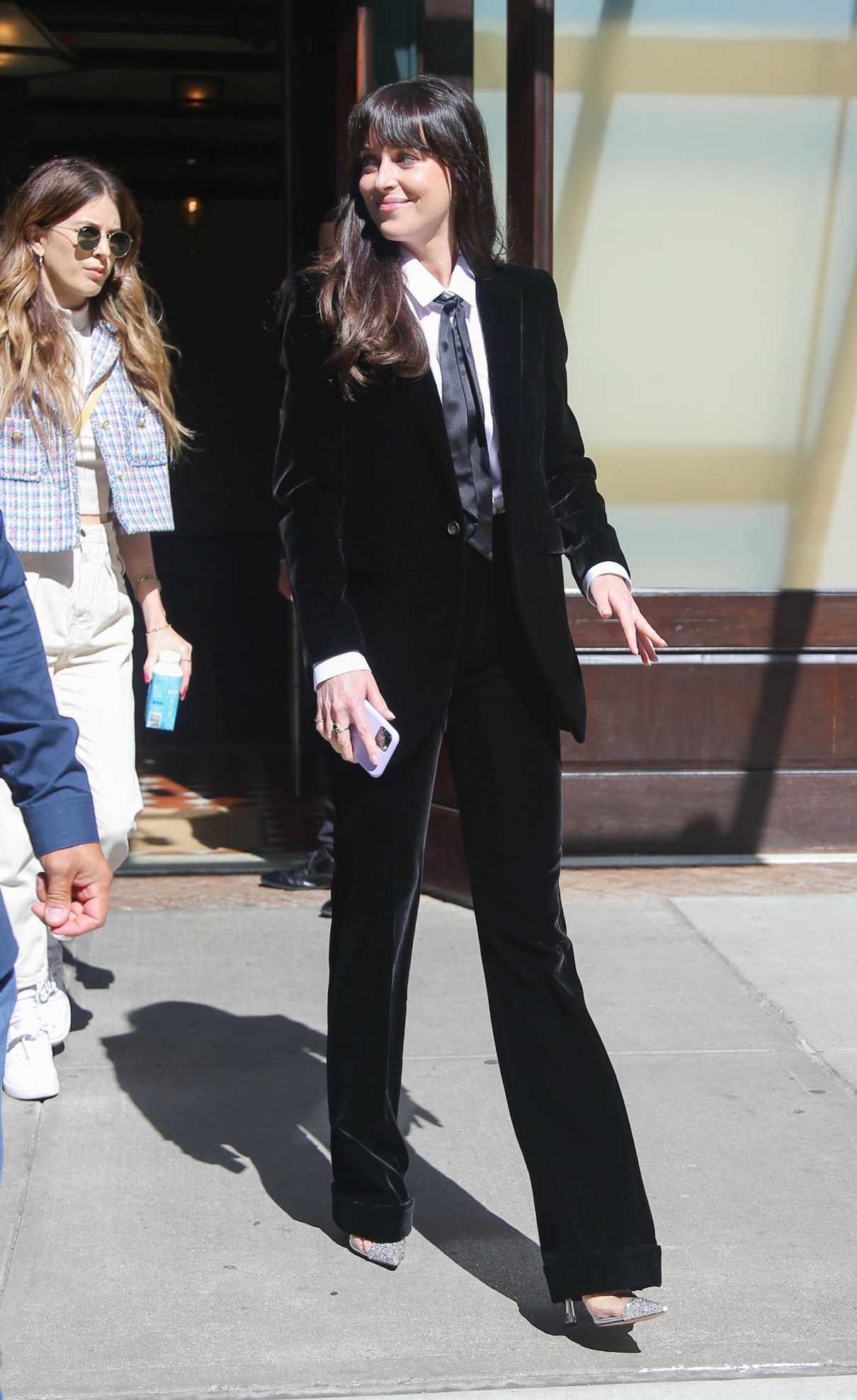Dakota Johnson In A Black Pantsuit Leaves The Greenwich Hotel In New York City 06142022 3 