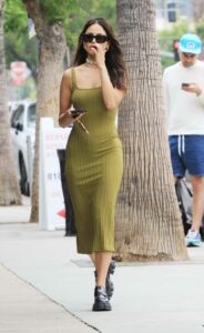 Eiza Gonzalez in an Olive Dress
