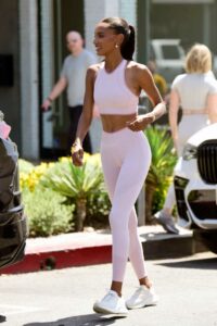 Jasmine Tookes in a Pink Workout Ensemble