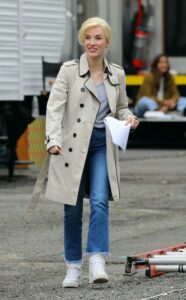 Jessica Chastain in a Beige Trench Coat