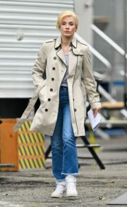 Jessica Chastain in a Beige Trench Coat