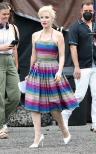 Jessica Chastain in a Colorful Dress