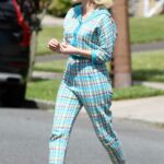 Jessica Chastain in a Plaid Ensemble on the Set of Mother’s Instinct in New York 06/09/2022