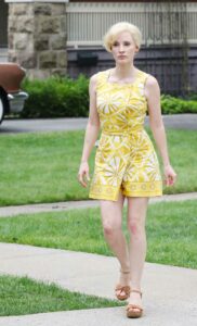 Jessica Chastain in a Yellow Mini Dress