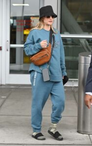 Kaley Cuoco in a Blue Sweatsuit