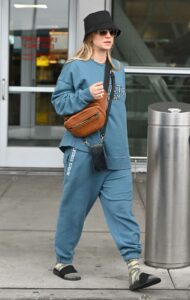 Kaley Cuoco in a Blue Sweatsuit