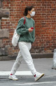 Katie Holmes in a Green Sweatshirt