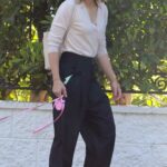 Kristen Bell in a Black Pants Walks Her Dog in Griffith Park in Los Angeles 06/17/2022