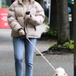 Madelaine Petsch in a Beige Jacket Walks Her Dog in Vancouver 06/05/2022