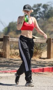 Miley Cyrus in a Red Sports Bra