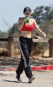 Miley Cyrus in a Red Sports Bra