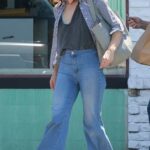 Milla Jovovich in a Striped Shirt Was Seen Out in Los Feliz 06/21/2022