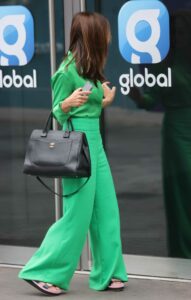 Myleene Klass in a Green Pantsuit