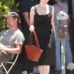 Olivia Macklin in a Black Dress Leaves the All Time Restaurant in Los Feliz 06/20/2022