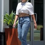 Amanda Bynes in a White Cropped Tee Picks Up Coffee at Starbucks in Los Angeles 07/01/2022