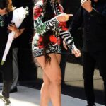 Ashanti in a Floral Shorts Jumpsuit Arrines at Good Morning America in New York City 07/13/2022