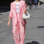 Ashley Roberts in a Pink Pantsuit Leaves the Heart Radio in London 07/08/2022