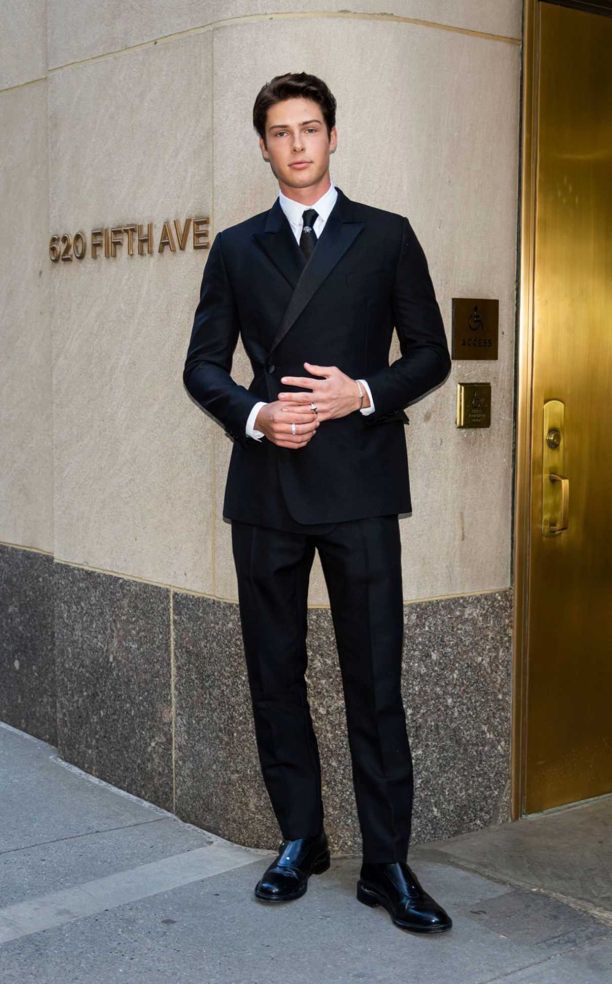 Blake Gray in a Black Suit Attends the Tiffany and Co. Rooftop Event in