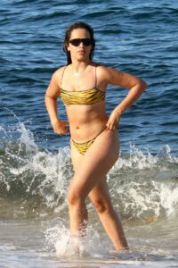 Camila Cabello in a Yellow Animal Print Bikini