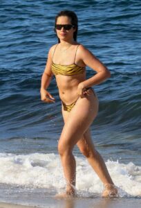 Camila Cabello in a Yellow Animal Print Bikini
