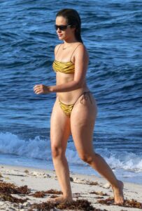 Camila Cabello in a Yellow Animal Print Bikini