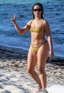 Camila Cabello in a Yellow Animal Print Bikini