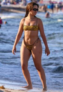 Camila Cabello in a Yellow Animal Print Bikini