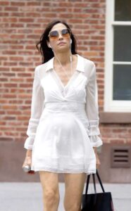 Famke Janssen in a White Summer Dress