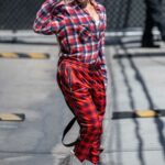 Gwen Stefani in a Plaid Shirt Arrives at Jimmy Kimmel Live in Los Angeles 07/13/2022