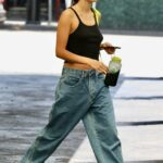 Hailey Bieber in a Black Top Leaves a Business Office in Los Angeles 06/30/2022