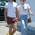 Hayley Erbert in a White Tee Was Seen Out with Derek Hough in Los Angeles 06/28/2022