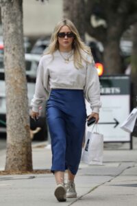 Hilary Duff in a Blue Skirt