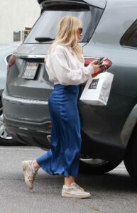 Hilary Duff in a Blue Skirt