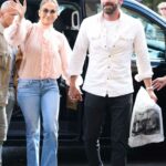Jennifer Lopez in a Pink Blouse Was Seen Out with Ben Affleck in Paris 07/25/2022
