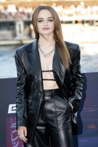Joey King in a Black Leather Suit