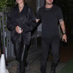 Josephine Skriver in a Black Outfit Leaves Giorgio Baldi Restaurant with Alexander DeLeon in Santa Monica 07/09/2022