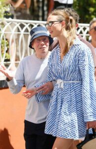 Karlie Kloss in a Blue Striped Dress