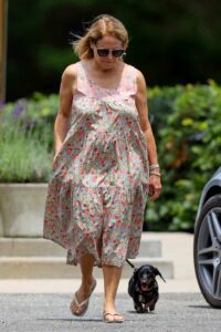 Katie Couric in a Floral Dress