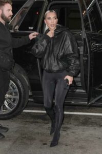 Kim Kardashian in a Black Leather Jacket