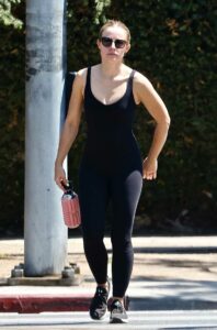 Kristen Bell in a Black Workout Ensemble